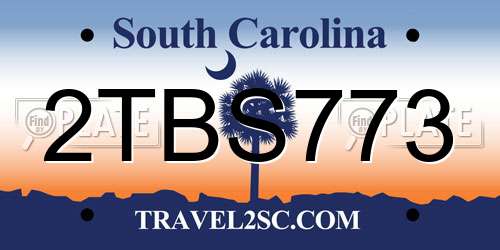 2TBS773 South Carolina License Plate