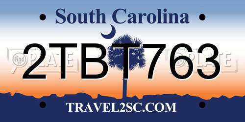 2TBT763 South Carolina License Plate