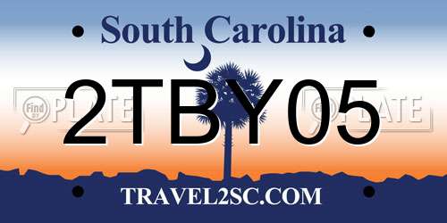 2TBY05 South Carolina License Plate