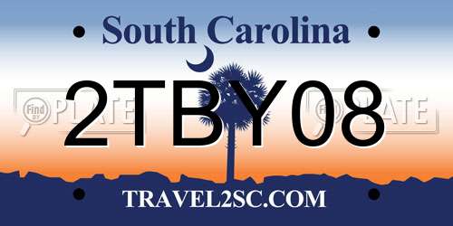 2TBY08 South Carolina License Plate