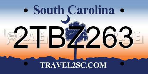2TBZ263 South Carolina License Plate