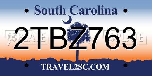 2TBZ763 South Carolina License Plate
