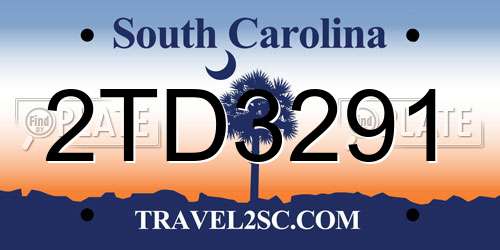 2TD3291 South Carolina License Plate