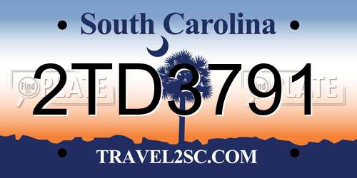 2TD3791 South Carolina License Plate