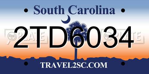 2TD6034 South Carolina License Plate