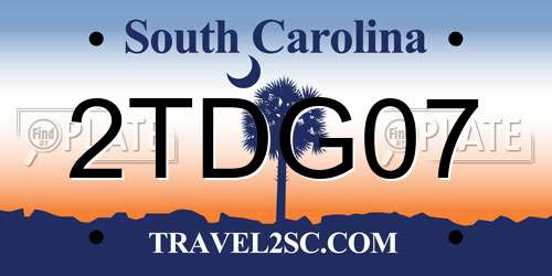2TDG07 South Carolina License Plate