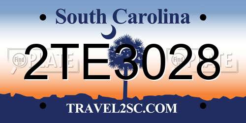 2TE3028 South Carolina License Plate