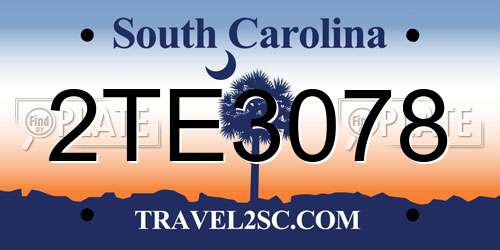 2TE3078 South Carolina License Plate