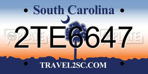 2TE6647 South Carolina License Plate