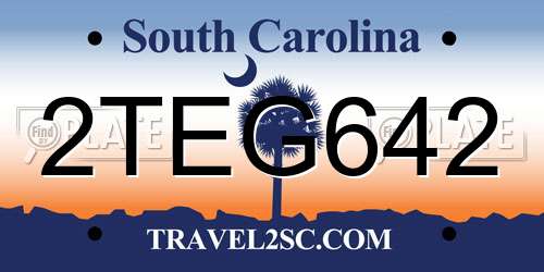 2TEG642 South Carolina License Plate