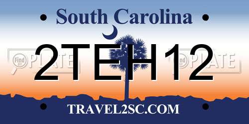 2TEH12 South Carolina License Plate