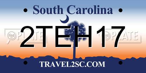 2TEH17 South Carolina License Plate