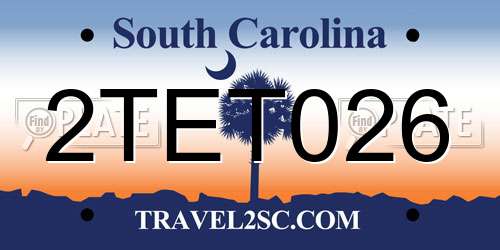 2TET026 South Carolina License Plate