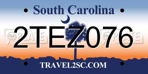 2TEZ076 South Carolina License Plate