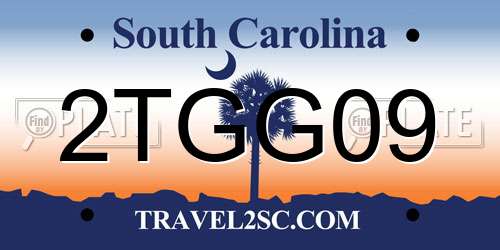 2TGG09 South Carolina License Plate
