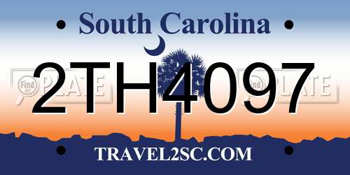 2TH4097 South Carolina License Plate