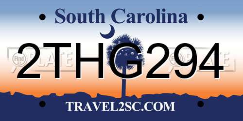 2THG294 South Carolina License Plate