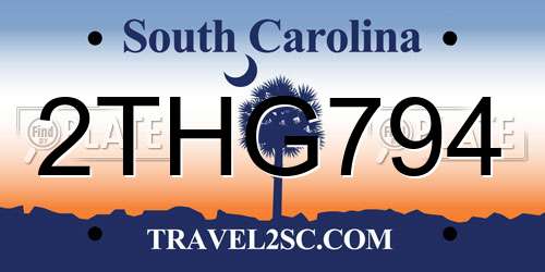 2THG794 South Carolina License Plate