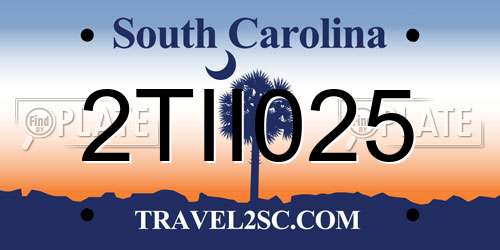 2TII025 South Carolina License Plate