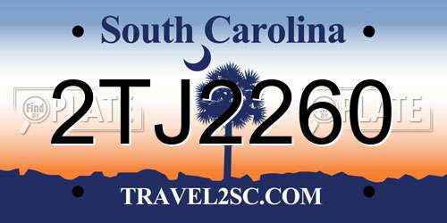 2TJ2260 South Carolina License Plate
