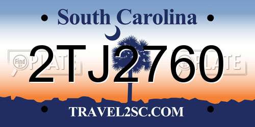2TJ2760 South Carolina License Plate