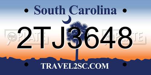 2TJ3648 South Carolina License Plate