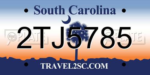 2TJ5785 South Carolina License Plate