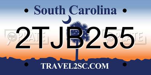 2TJB255 South Carolina License Plate