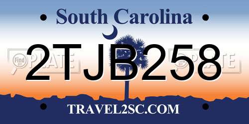 2TJB258 South Carolina License Plate
