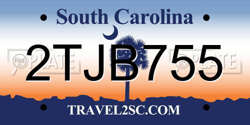 2TJB755 South Carolina License Plate
