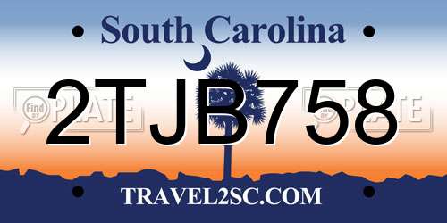 2TJB758 South Carolina License Plate