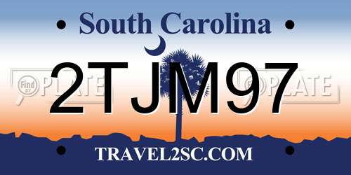 2TJM97 South Carolina License Plate