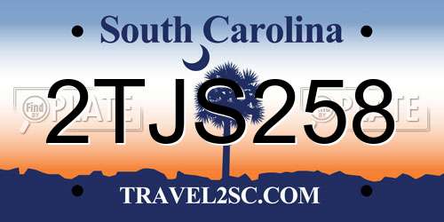 2TJS258 South Carolina License Plate