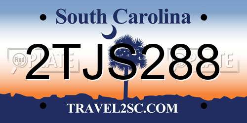 2TJS288 South Carolina License Plate