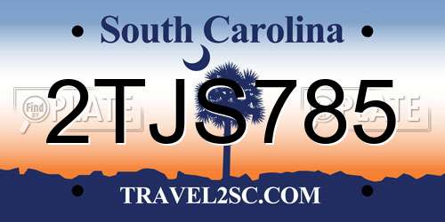 2TJS785 South Carolina License Plate