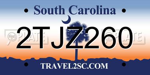 2TJZ260 South Carolina License Plate