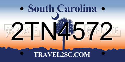 2TN4572 South Carolina License Plate
