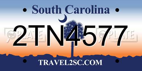 2TN4577 South Carolina License Plate