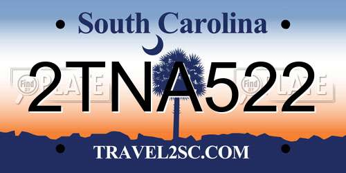 2TNA522 South Carolina License Plate