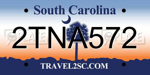 2TNA572 South Carolina License Plate