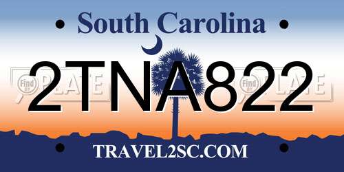 2TNA822 South Carolina License Plate
