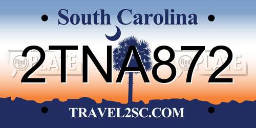 2TNA872 South Carolina License Plate