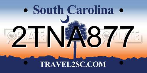 2TNA877 South Carolina License Plate