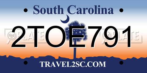 2TOE791 South Carolina License Plate