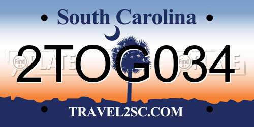 2TOG034 South Carolina License Plate