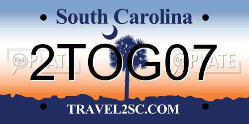 2TOG07 South Carolina License Plate