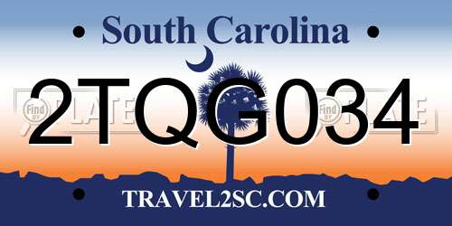2TQG034 South Carolina License Plate