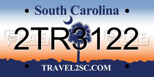 2TR3122 South Carolina License Plate