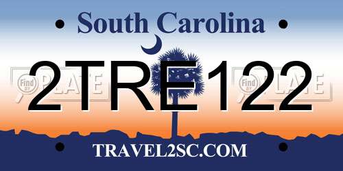 2TRE122 South Carolina License Plate