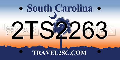 2TS2263 South Carolina License Plate